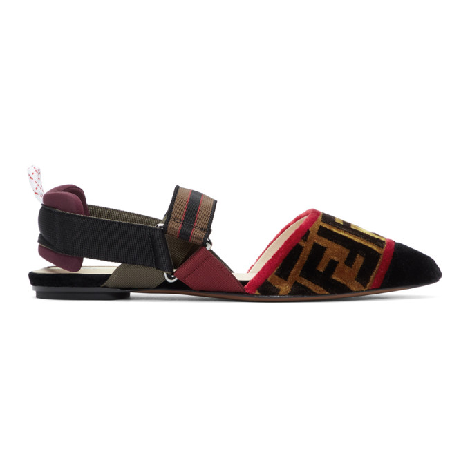 Fendi Multicolor Velvet 'Forever Fendi' Ballerina Flats