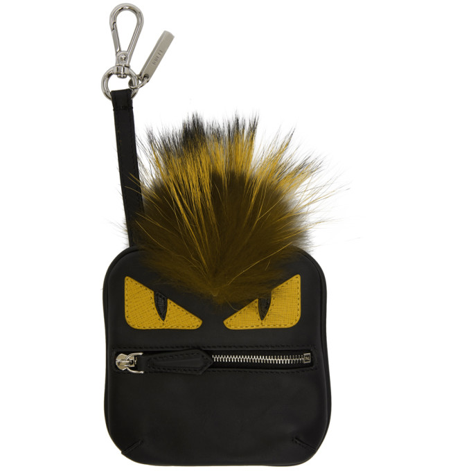 FENDI FENDI BLACK BUGS COIN CHARM KEYCHAIN