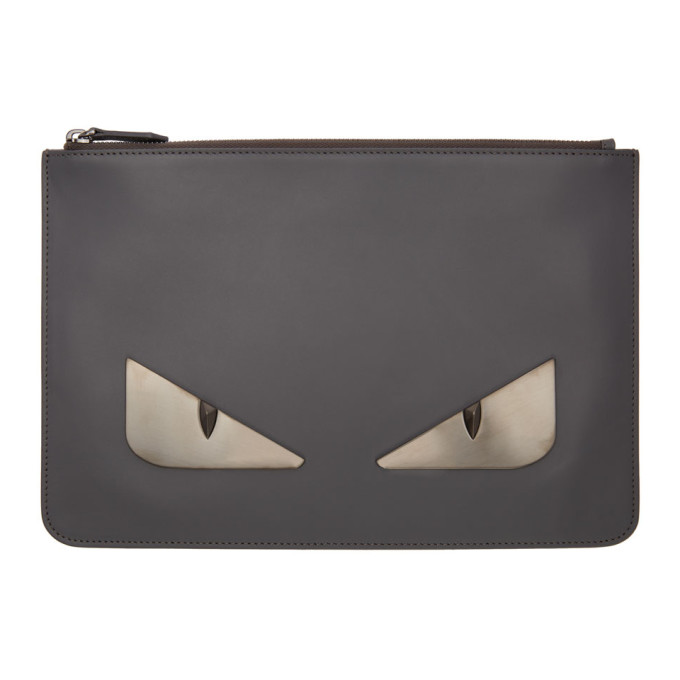 Fendi Pochette grise Metal Bag Bugs