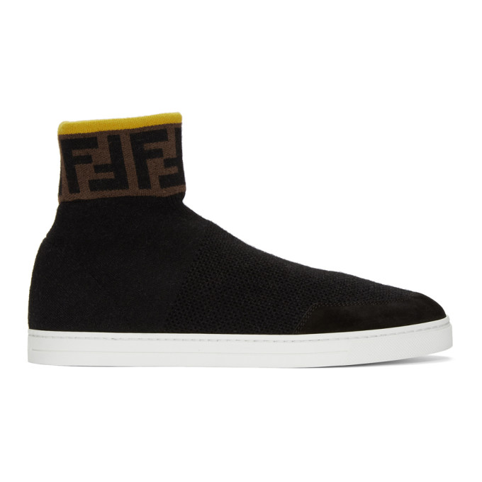 Fendi Black 'Forever Fendi' Knit Sneakers