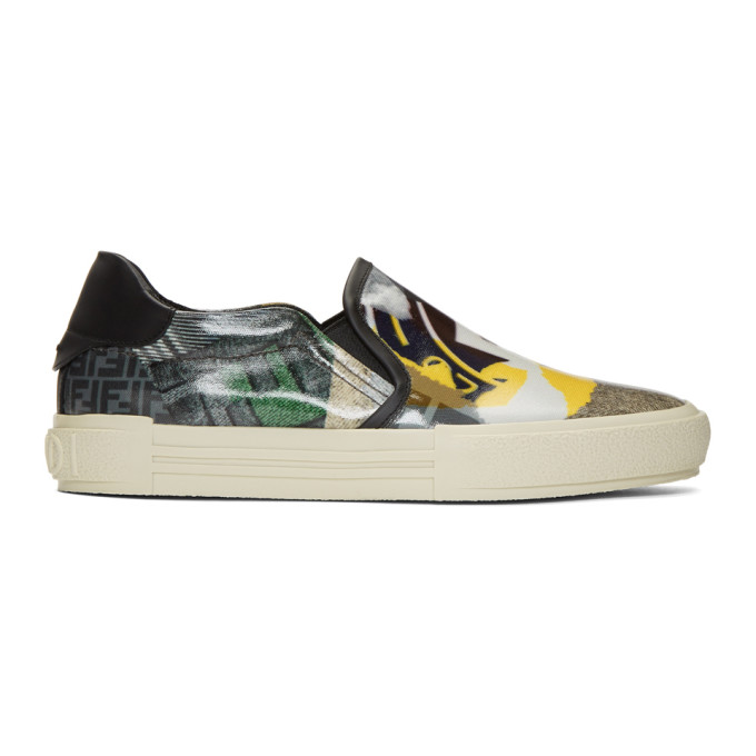 Fendi Multicolor Fake News Print Sneakers