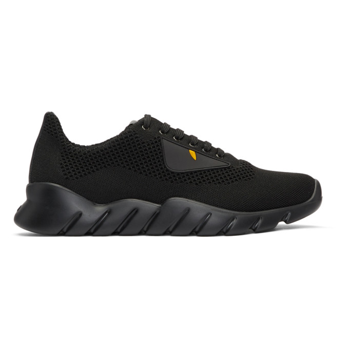Fendi Black Knit 'Bag Bugs' Chunky Sneakers