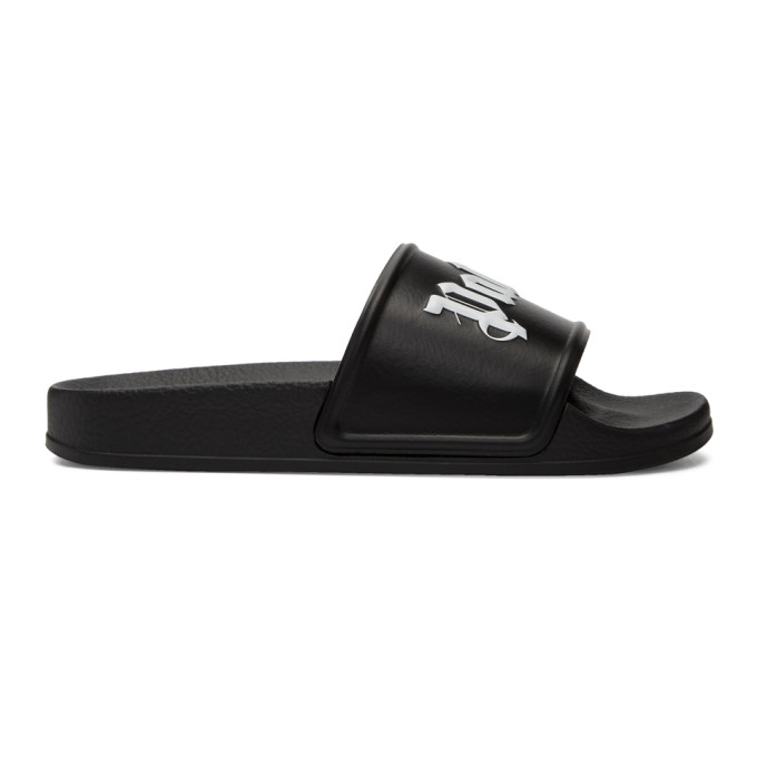 Palm Angels Black Logo Pool Slides