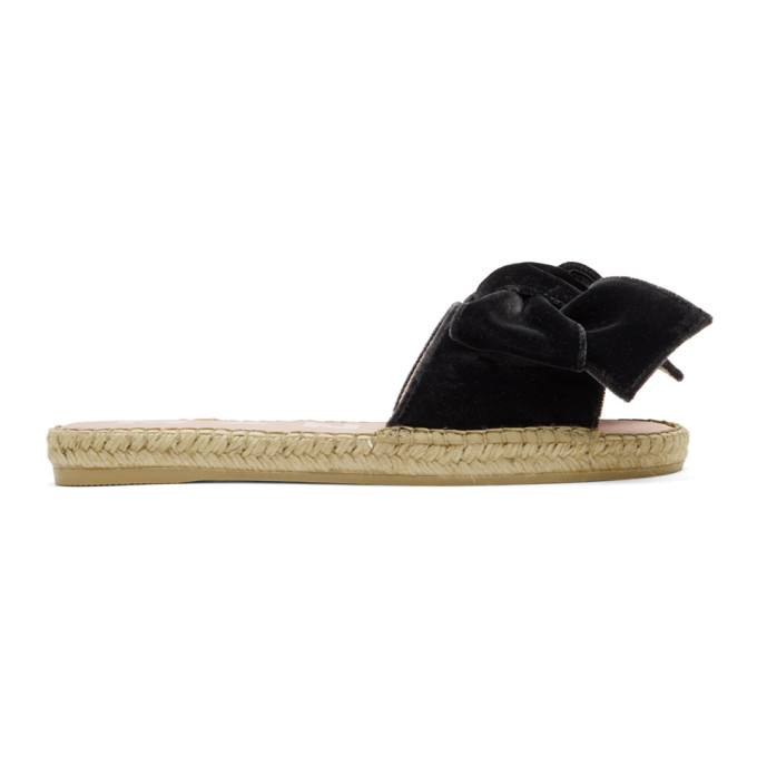 Manebí Black Velvet Monaco Espadrille Sandals