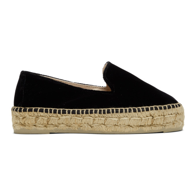 Manebí Black Monaco Velvet Double Sole Espadrilles