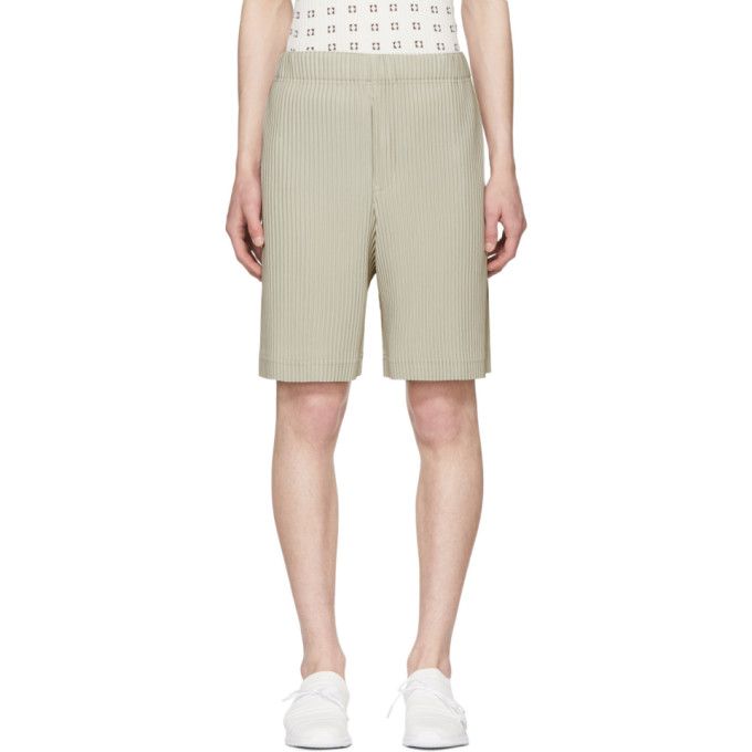 Homme Plissé Issey Miyake Beige Pleated Shorts - 182729M193004