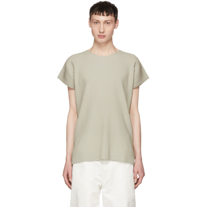 Homme Plissé Issey Miyake Beige Pleated T-Shirt - 182729M213004