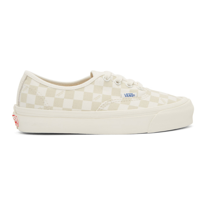 Vans Beige & Off-White Checkerboard OG Authentic Sneakers