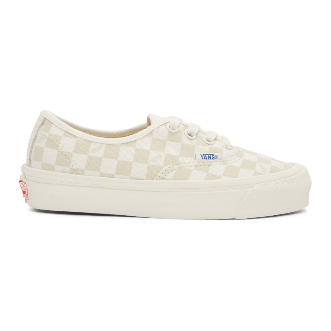 Vans Beige & Off-White Checkerboard OG Authentic Sneakers