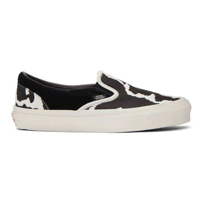 Vans Black & White Cow OG Classic Slip-On Sneakers
