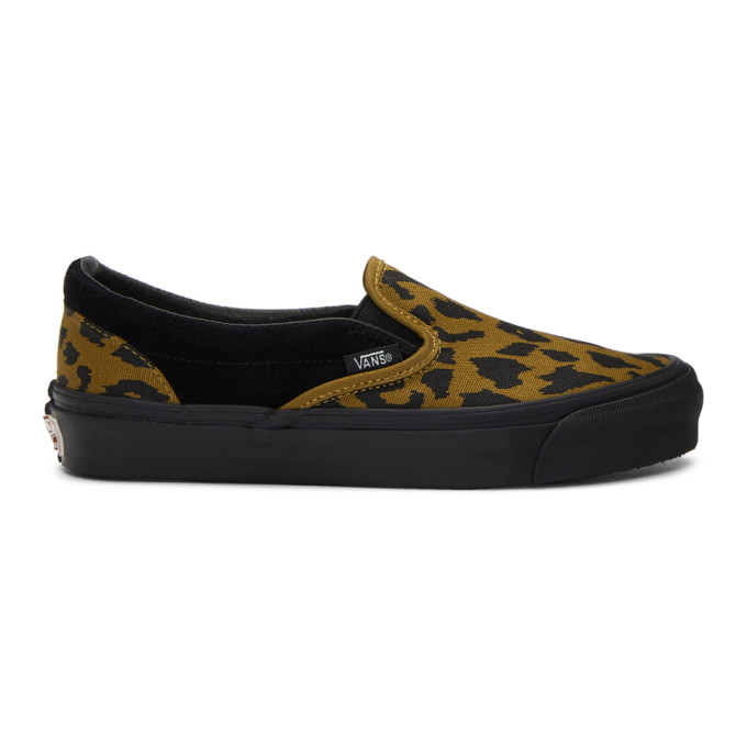 Vans Black & Brown Leopard OG Classic Slip-On Sneakers