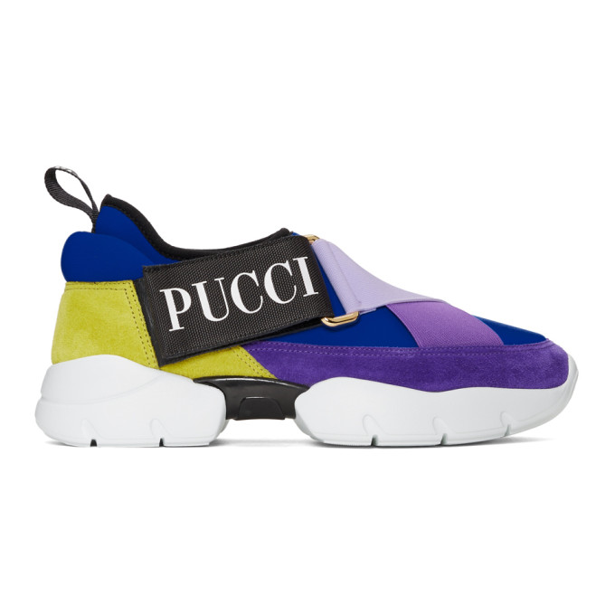 Emilio Pucci Colorblock Elastic Band Slip-On Sneakers