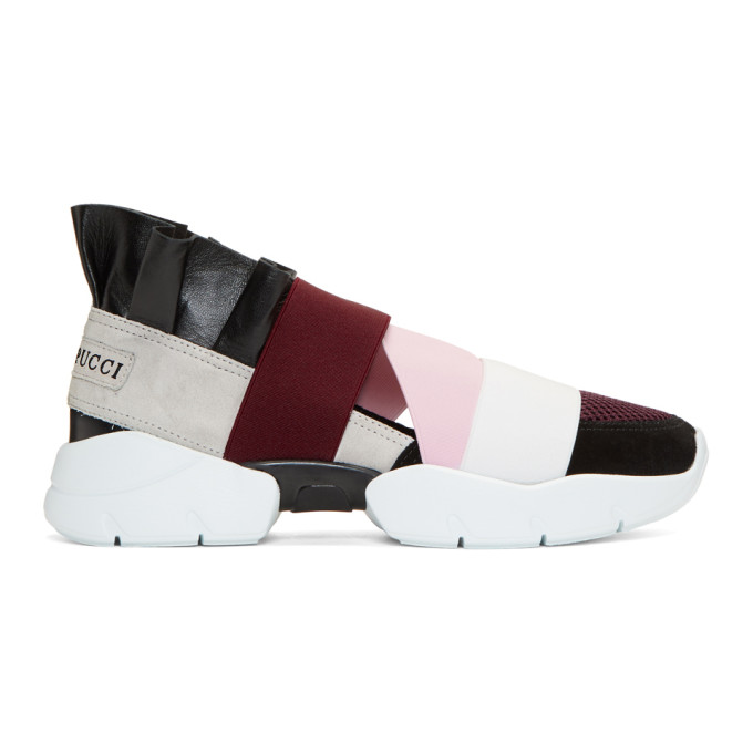 Emilio Pucci Burgundy & Black City Up Sneakers