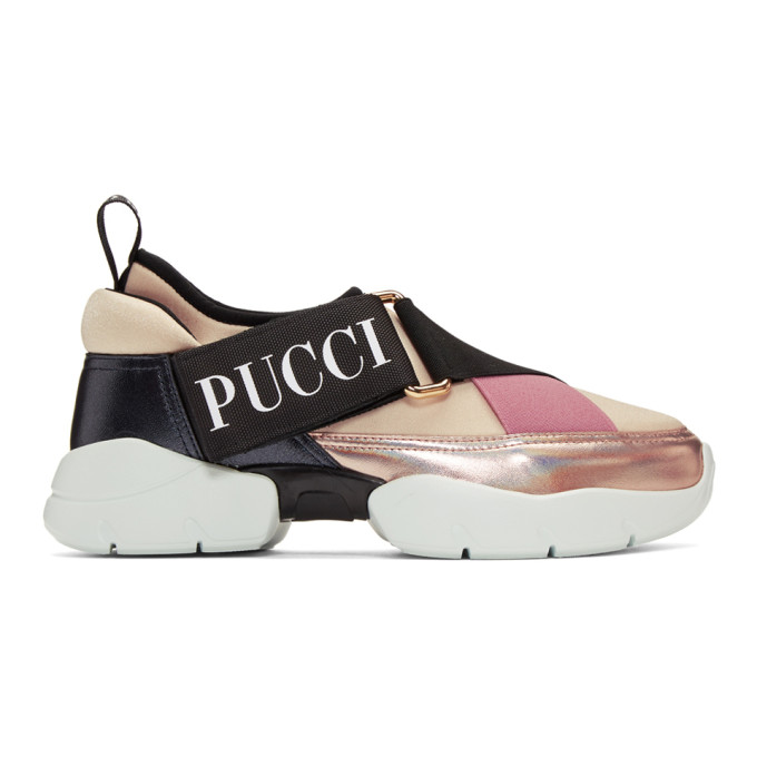 Emilio Pucci Pink Elastic Band Slip-On Sneakers