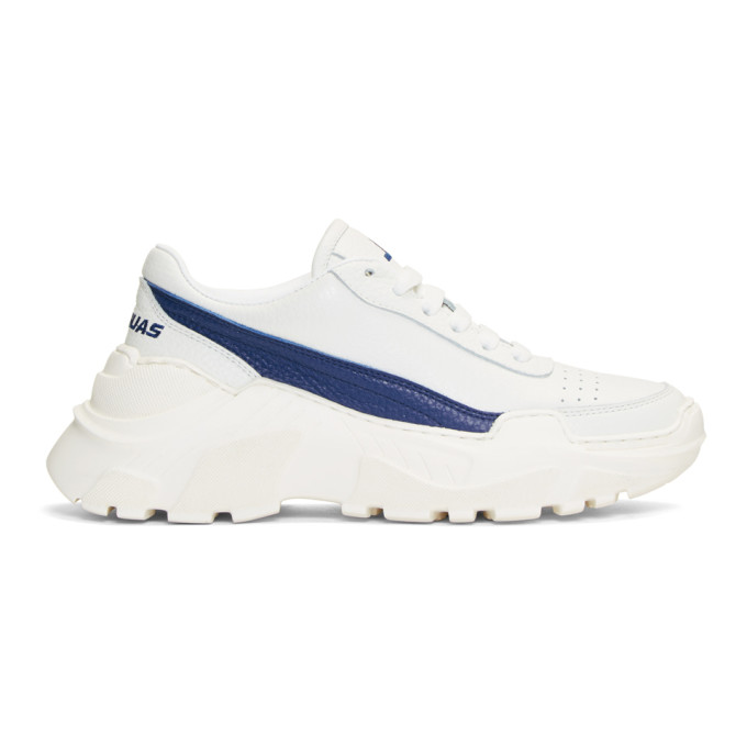 Joshua Sanders White & Blue Chunky Sole Sneakers