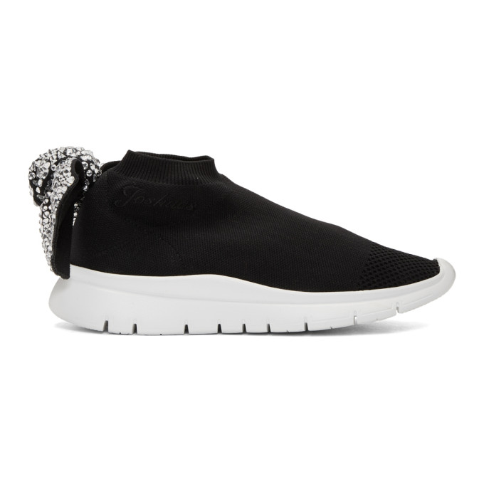 Joshua Sanders Black Crystal Bow Sock Sneakers