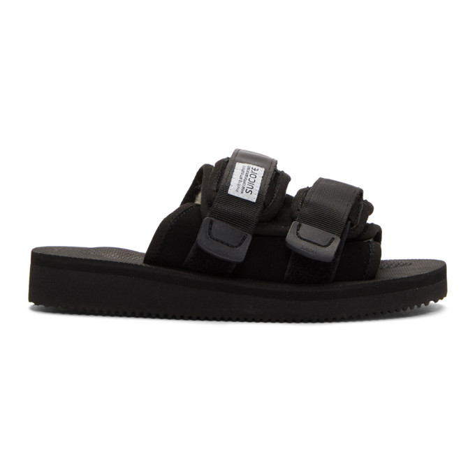 Suicoke Black Shearling-Lined Moto-M Sandals