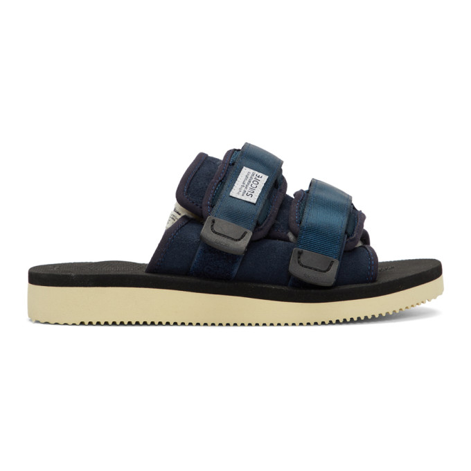 Suicoke Navy Shearling Moto Sandals