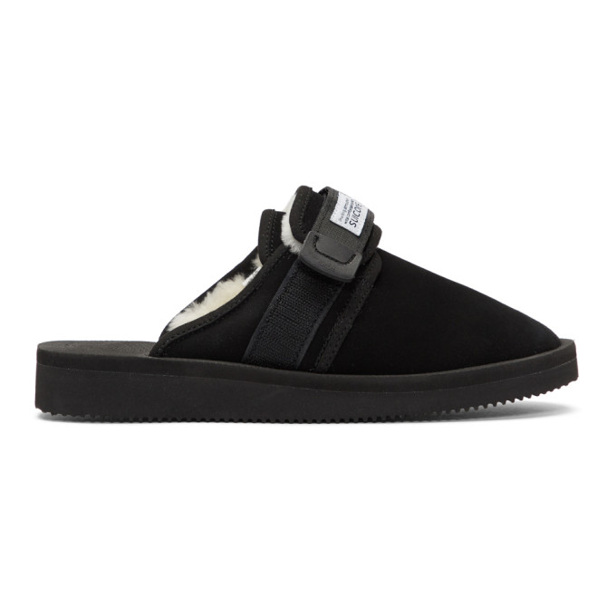 Suicoke Black Shearling Zavo-M Sandals