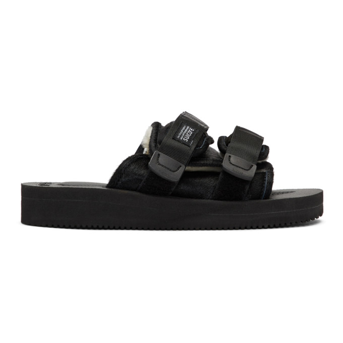 Suicoke Black Calf-Hair Moto-M Sandals