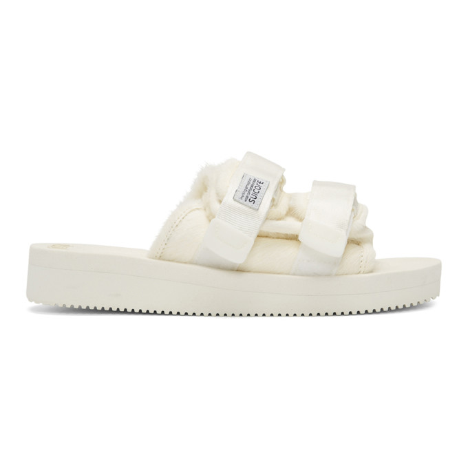 Suicoke White Calf-Hair Moto-M Sandals