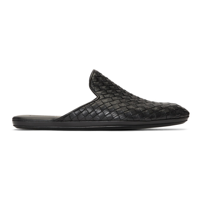 Bottega Veneta Black Leather Intrecciato Loafers