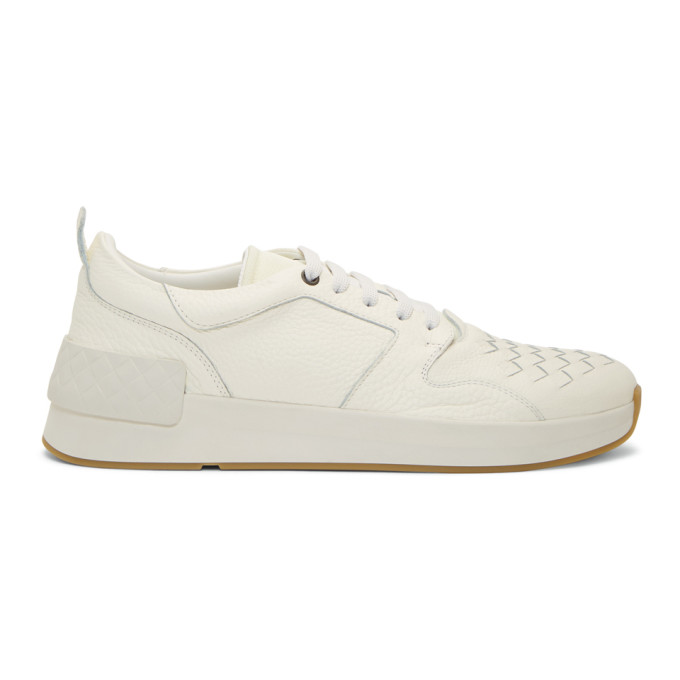 Bottega Veneta White Intrecciato Grand Sneakers