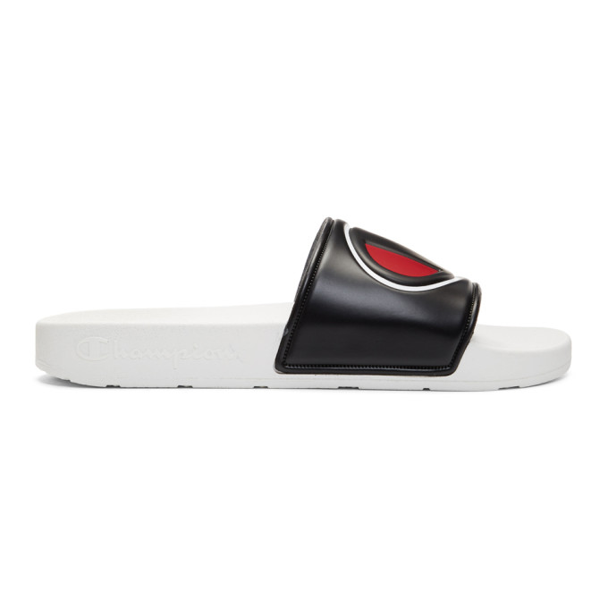 red and white champion slides