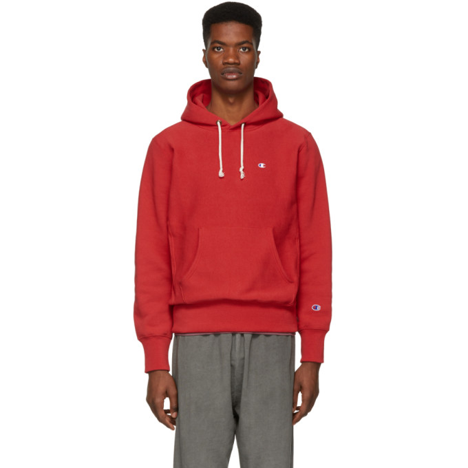 off white champion red hoodie
