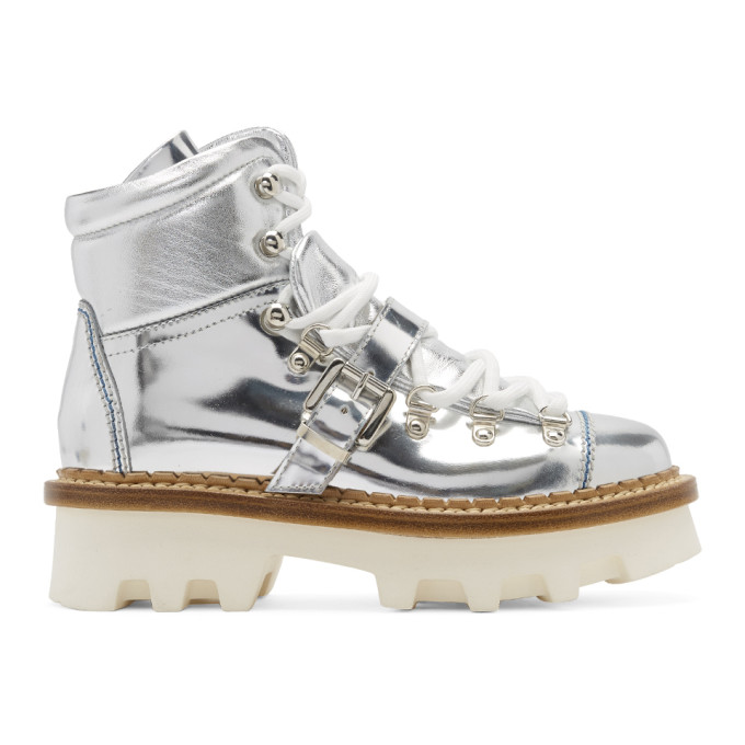 Moncler Grenoble Silver Winter Hiking Boots