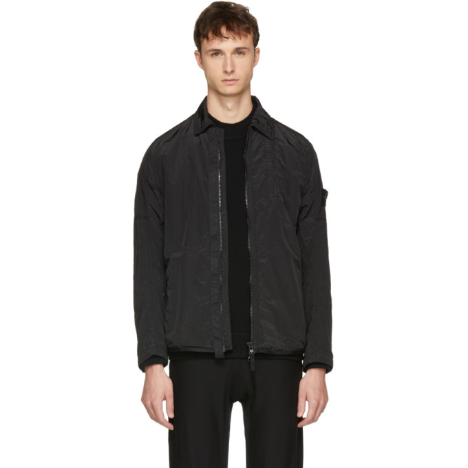 Stone Island ブラック ナイロン オーバーシャツ