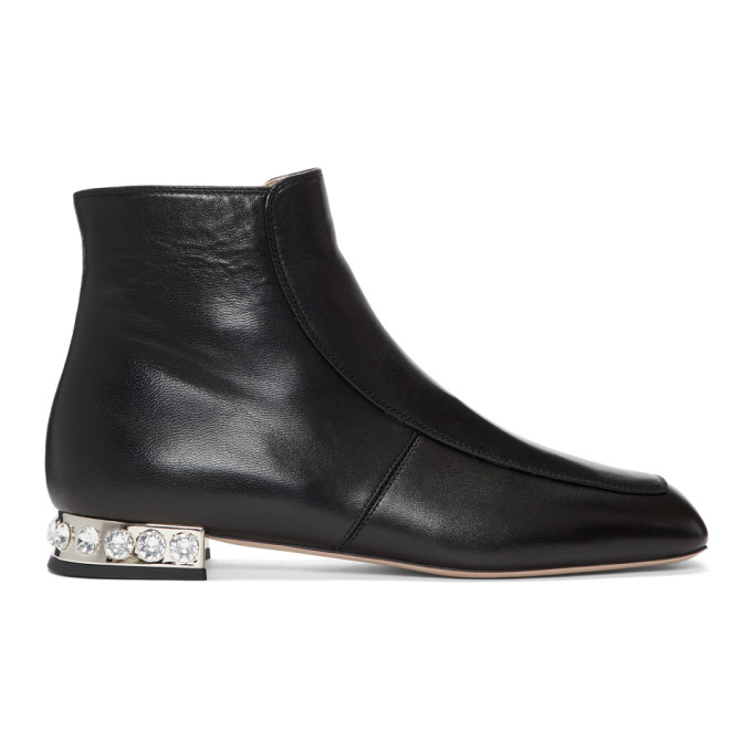 Miu Miu Black Nappa Crystal Boots