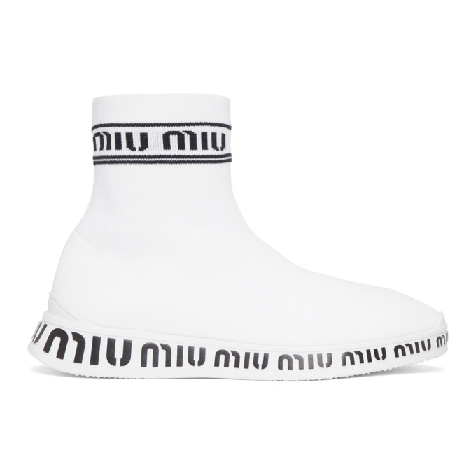 Miu Miu White Sock High-Top Sneaker