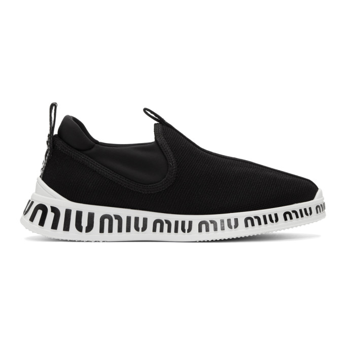 Miu Miu Black Slip-On Sneakers