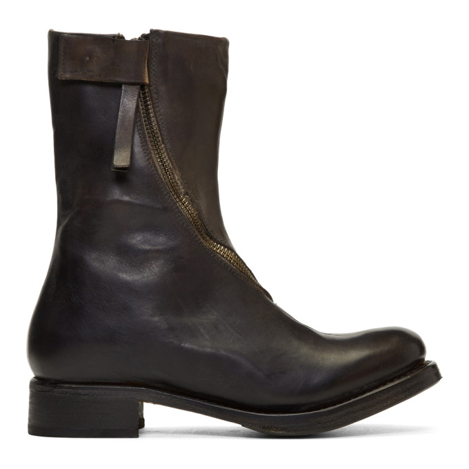 Cherevichkiotvichki Black Curved Zip Boots