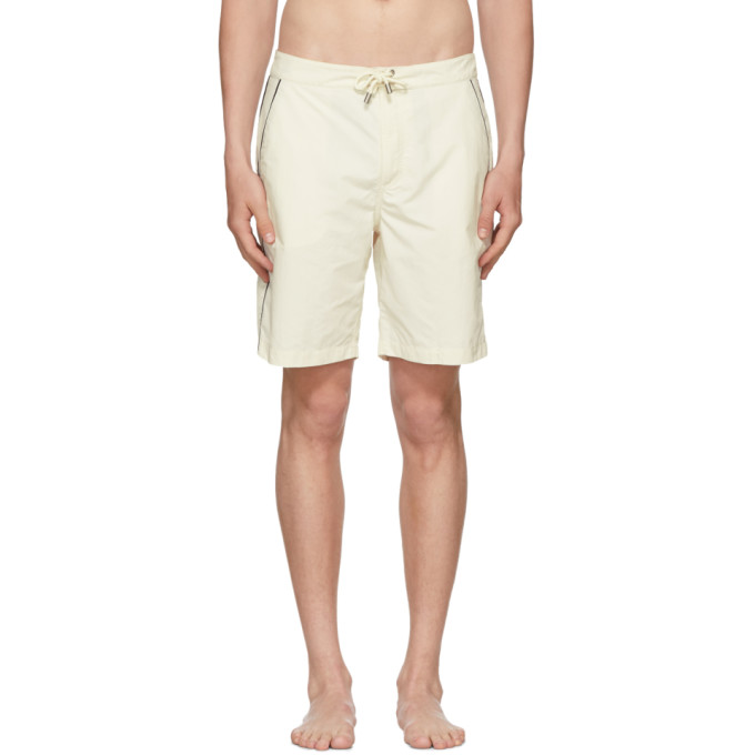 Solid and Striped Off-White Piped Board Shorts