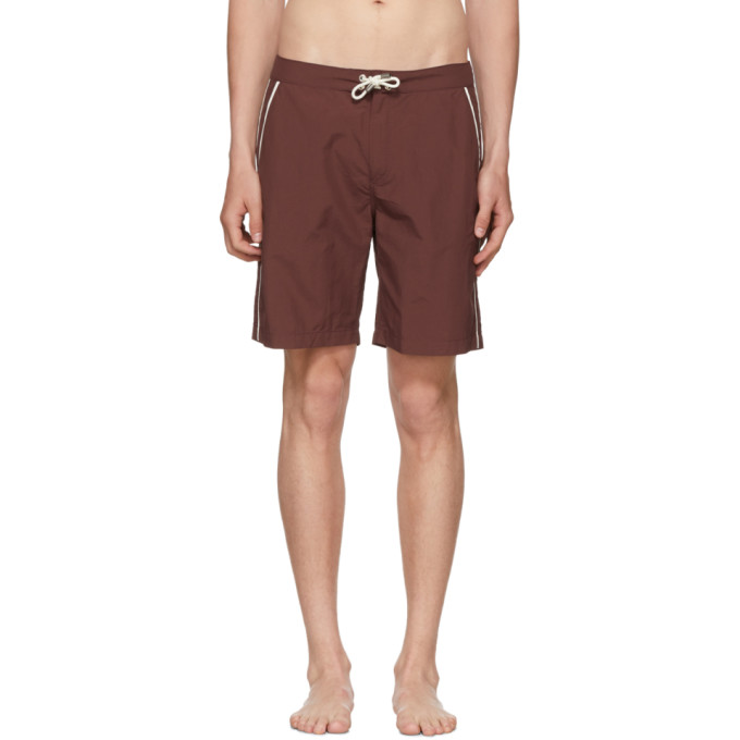 Solid and Striped Burgundy Piped Board Shorts
