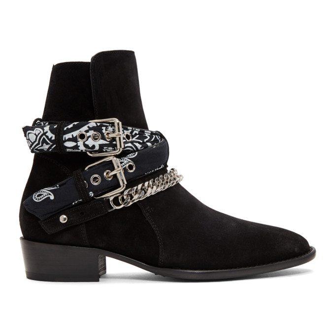 Amiri Black Bandana Buckle Boots
