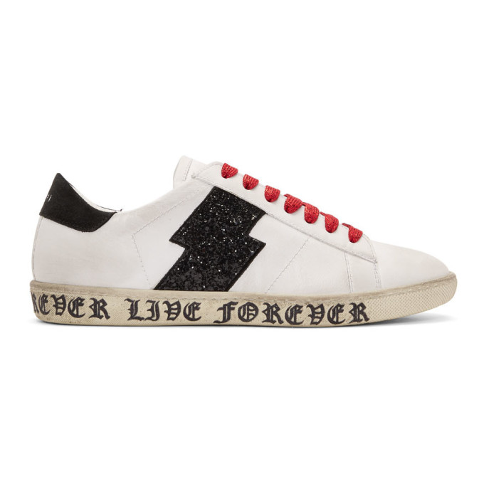 Amiri White & Black 'Live Forever' Glitter Viper Sneakers