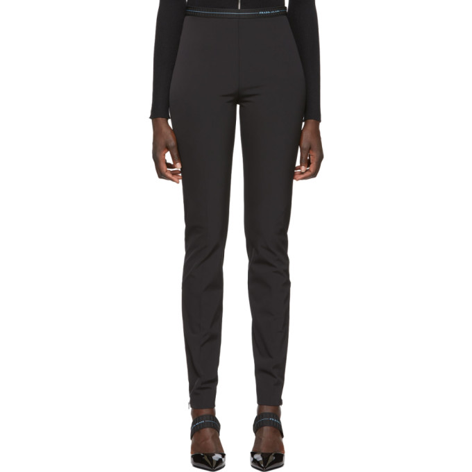 PRADA PRADA BLACK TECHNO LOGO LEGGINGS