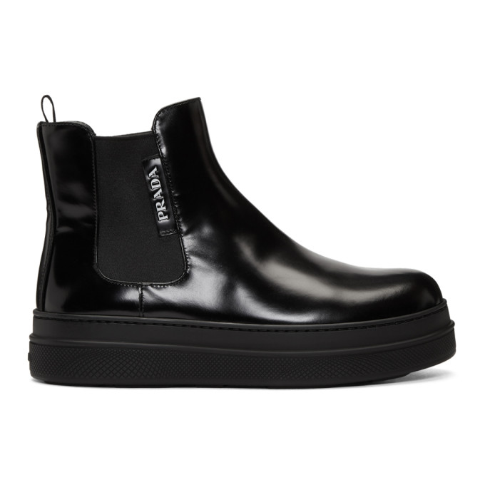 Prada Black Formal Double Sole Chelsea Boots