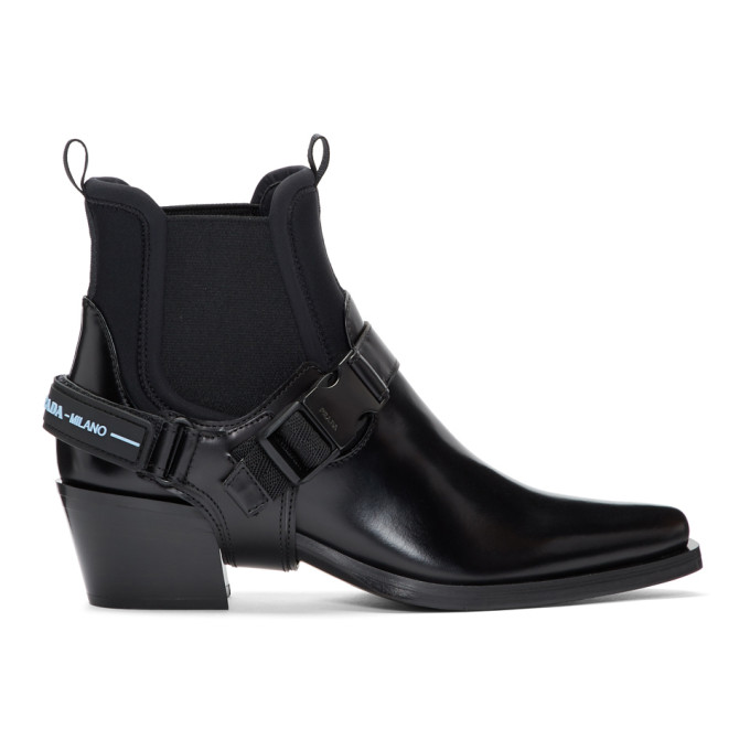 Prada Black Cowboy Combo Boots