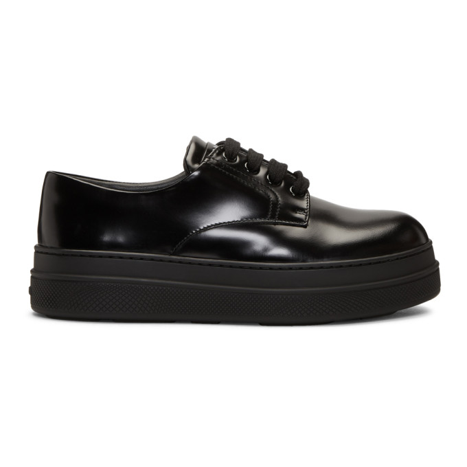 Prada Black Patent Double Sole Derbys