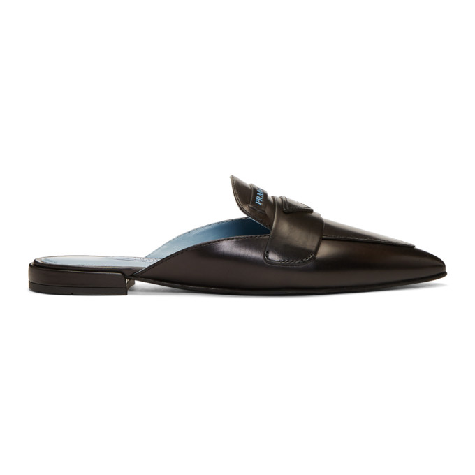 Prada Black Pointy Slip-On Loafers