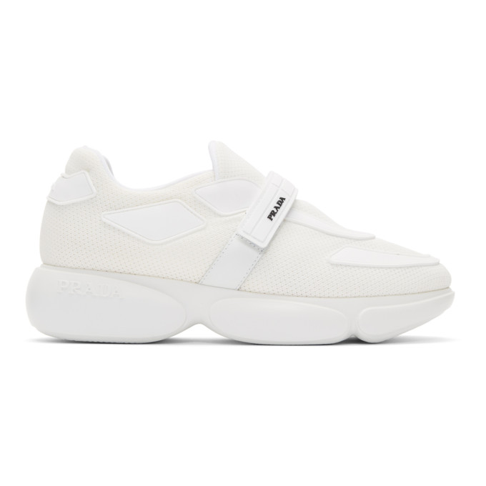 Prada White Tonal Cloudbust Sneakers