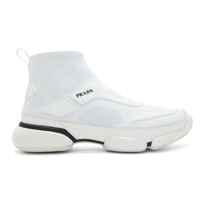 Prada White Sock High-Top Sneakers