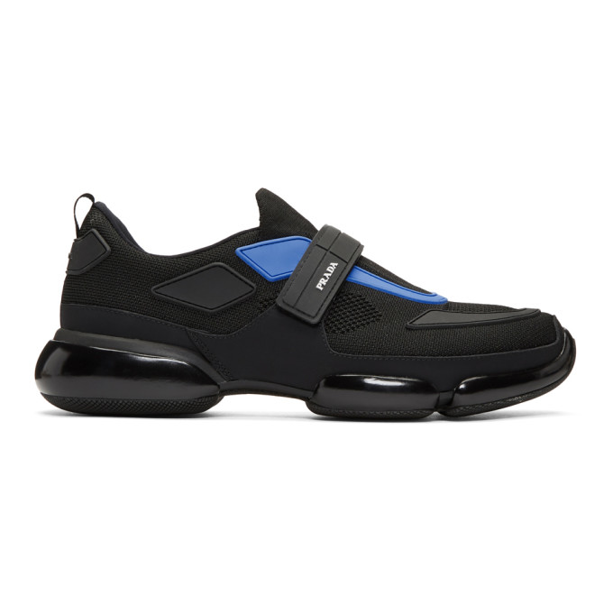 Prada Black & Blue Sport Sneakers