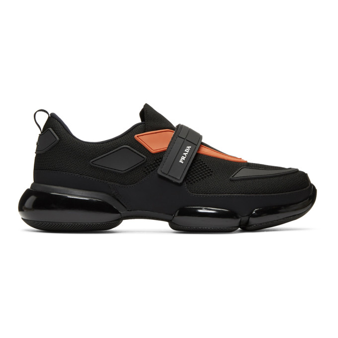 Prada Black & Orange Sport Sneakers