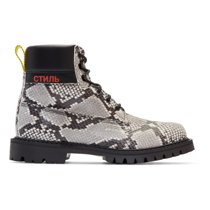 Heron Preston Black & Beige Python Boots