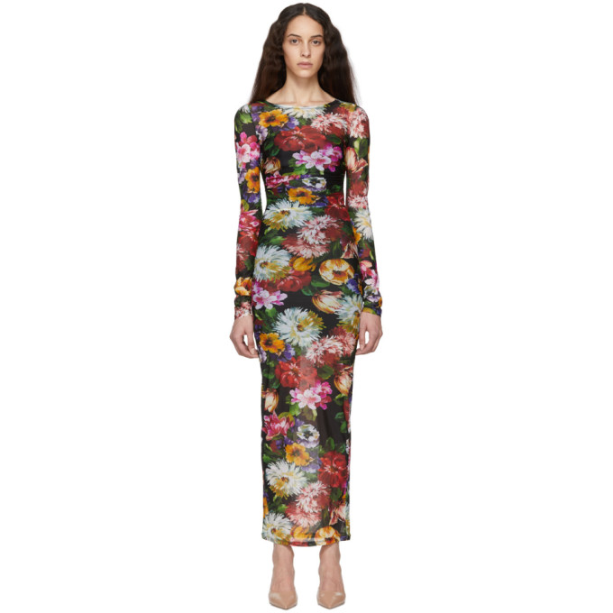 DOLCE & GABBANA DOLCE AND GABBANA MULTICOLOR JERSEY FLORAL DRESS